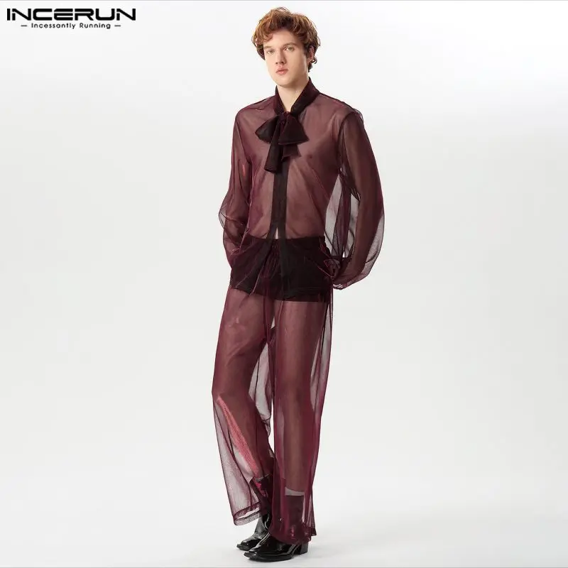 INCERUN 2024 Fashion Men's Sets Long Sleeved Shirts Pants Ribbon Water Ripple Pattern Sexy See-through Print Suit 2 Pieces S-5XL
INCERUN 2024 Fashion Men's Sets Long Sleeved Shirts Pants Ribbon Water Ripple Pattern Sexy See-through Print Suit 2 Pieces S-5XL