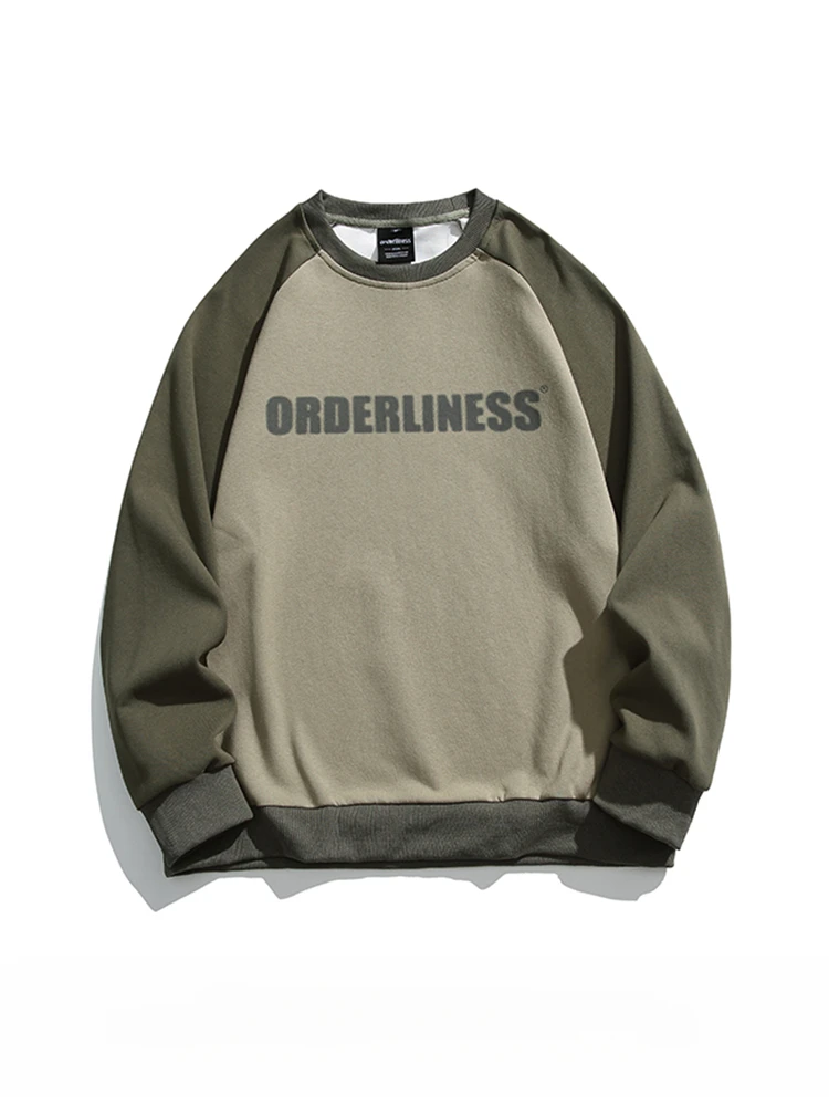 

Men Women Japanese Contrast Color Spliced Letter Printed Sweatshirt Spting Autumn O-neck Long-sleeved Loose Casual Bottoming Top