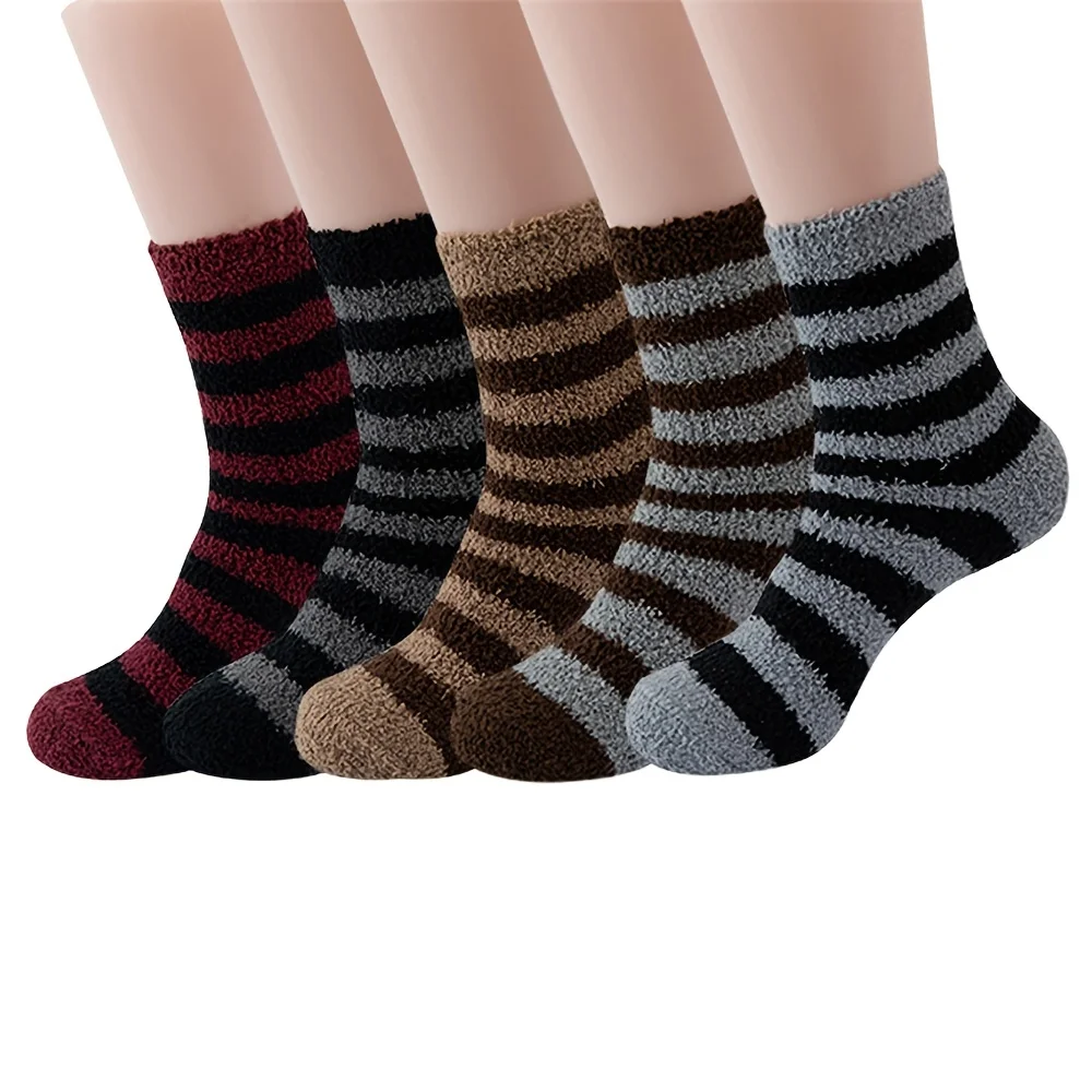 1 Pair of Men's Coral Fleece Mid Length Socks with Casual Stripes for Home Use, Thickened for Winter Warmth in Socks
1 Pair of Men's Coral Fleece Mid Length Socks with Casual Stripes for Home Use, Thickened for Winter Warmth in Socks
