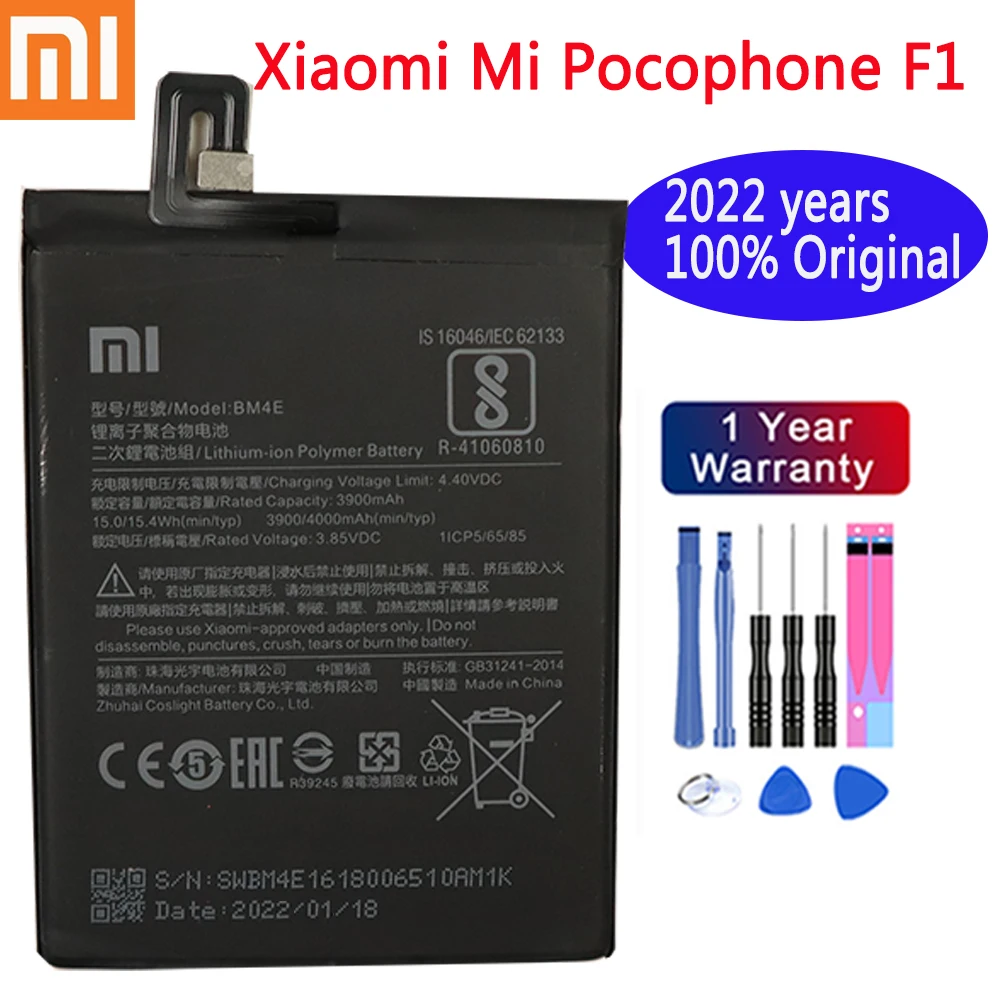 2022 years 100% Original Replacement Battery BM4E For Xiaomi MI Pocophone F1 4000mAh Battery Authentic Phone Battery Free Tools
2022 years 100% Original Replacement Battery BM4E For Xiaomi MI Pocophone F1 4000mAh Battery Authentic Phone Battery Free Tools