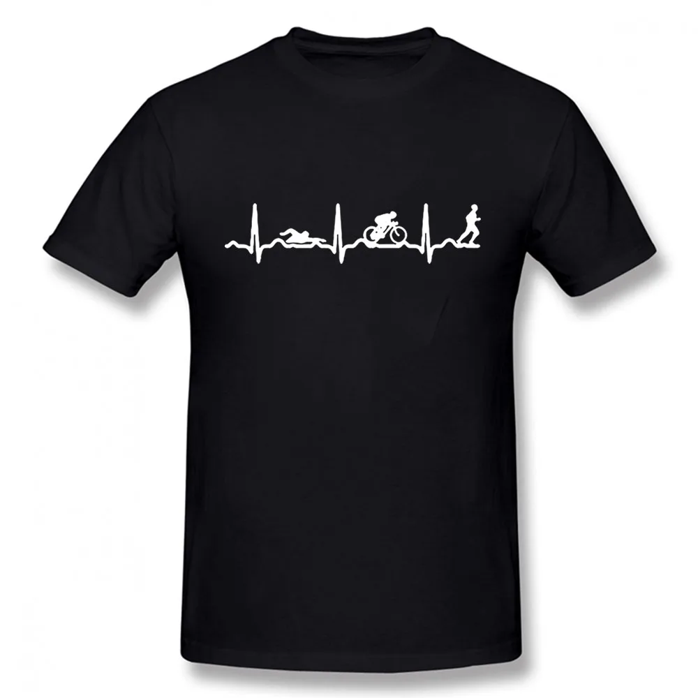 

Funny Triathlon Heartbeat Love T Shirts Graphic Cotton Streetwear Short Sleeve Running Swimming Biking T-shirt Mens Clothing