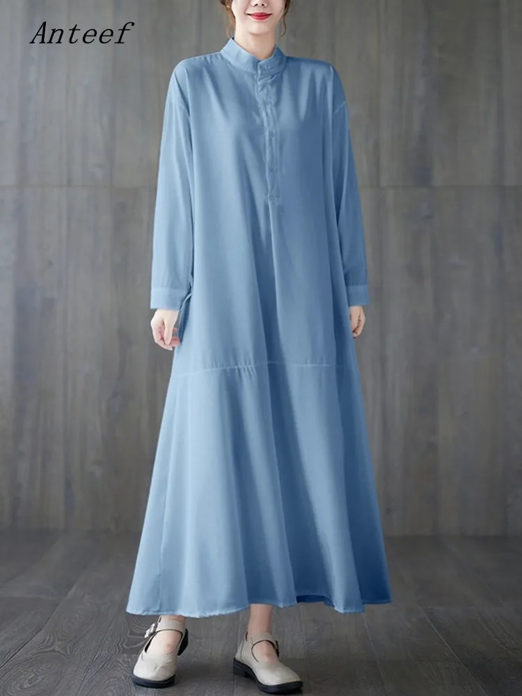Женское винтажное платье с длинным рукавом Anteef, повседневное свободное платье-рубашка на весну и осень, элегантная одежда 2022
Женское винтажное платье с длинным рукавом Anteef, повседневное свободное платье-рубашка на весну и осень, элегантная одежда 2022