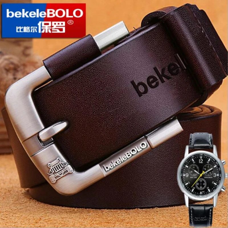 

Men Belt New Fashion Men's Luxury Designer Belt 3.8cm Cow Leather Waist Strap Pin Buckle Belts for Men 105-125cm Free watch