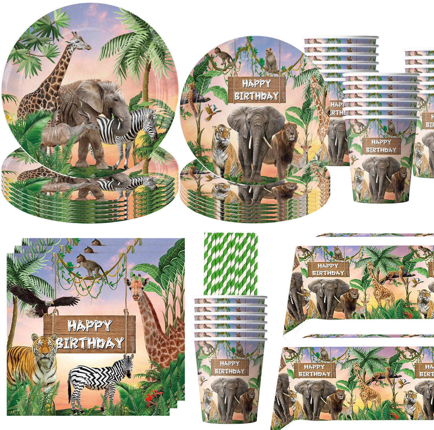 Jungle Zoo Birthday Party Decor Paper Cups Plates Napkin Tiger Elephant Backdrop Balloons for Kids Boys Baby Shower Supplies
Jungle Zoo Birthday Party Decor Paper Cups Plates Napkin Tiger Elephant Backdrop Balloons for Kids Boys Baby Shower Supplies