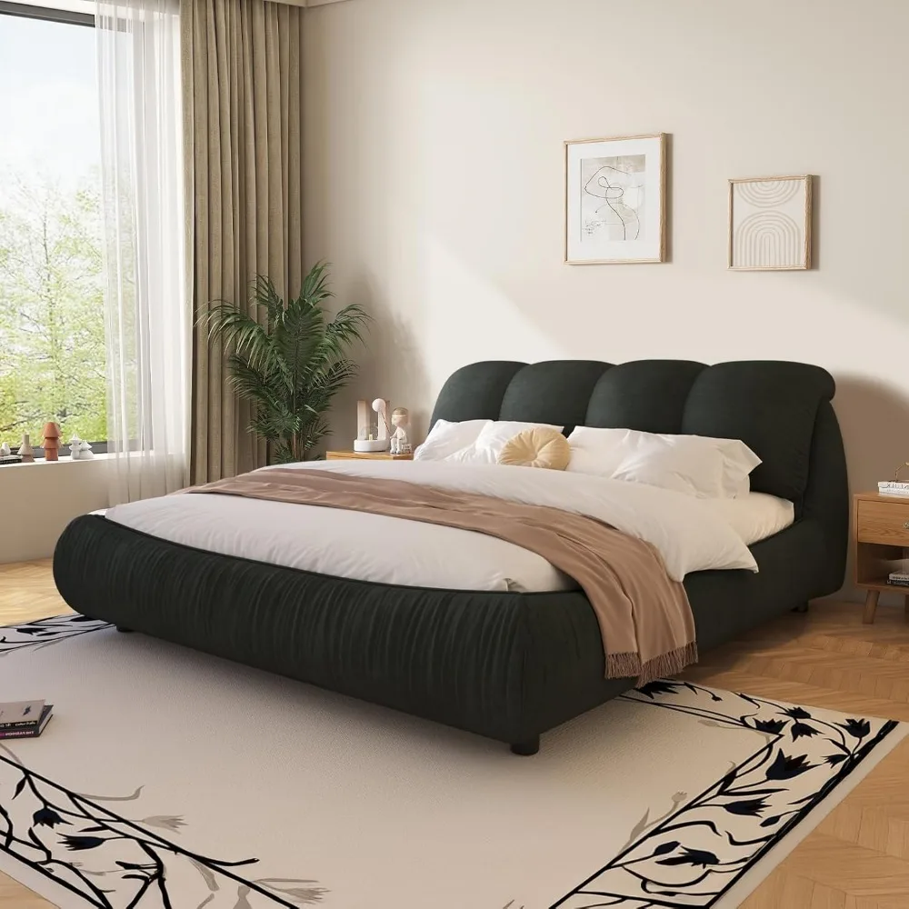 Queen Size Luxury Upholstered Cloud Bed Frame ā Solid Wood Modern Platform Bed with Oversized Padded Backrest & Metal Legs, No B Queen Size Luxury Upholstered Cloud Bed Frame ā Solid Wood Modern Platform Bed with Oversized Padded Backrest & Metal Legs, No B