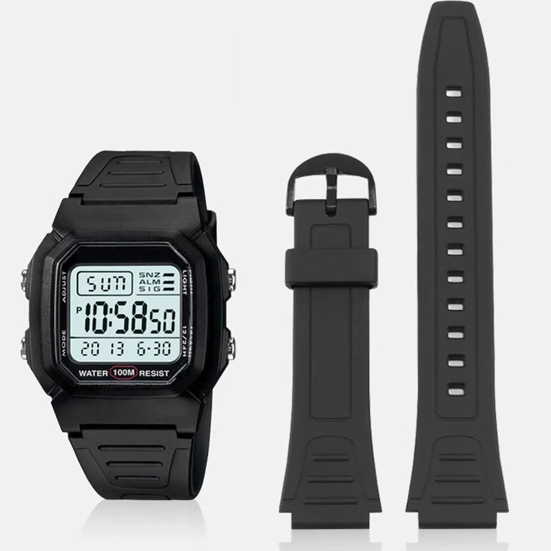 

18mm Watch band For Casio G-Shock Strap W-800H W-217H AQ-S800W Resin Rubber Convex Joint watch accessories band