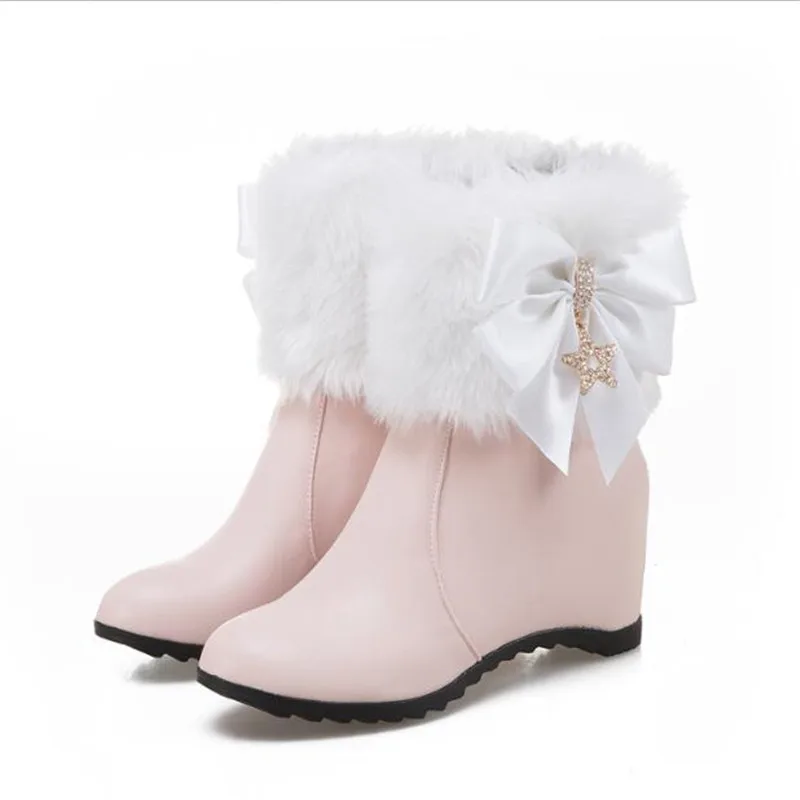 Fashion Women Boots Wedges Lolita Shoes Bowknot Diamond Women Cosplay Girls Princess Winter Ankle Boots Pink White Black 34-43
Fashion Women Boots Wedges Lolita Shoes Bowknot Diamond Women Cosplay Girls Princess Winter Ankle Boots Pink White Black 34-43