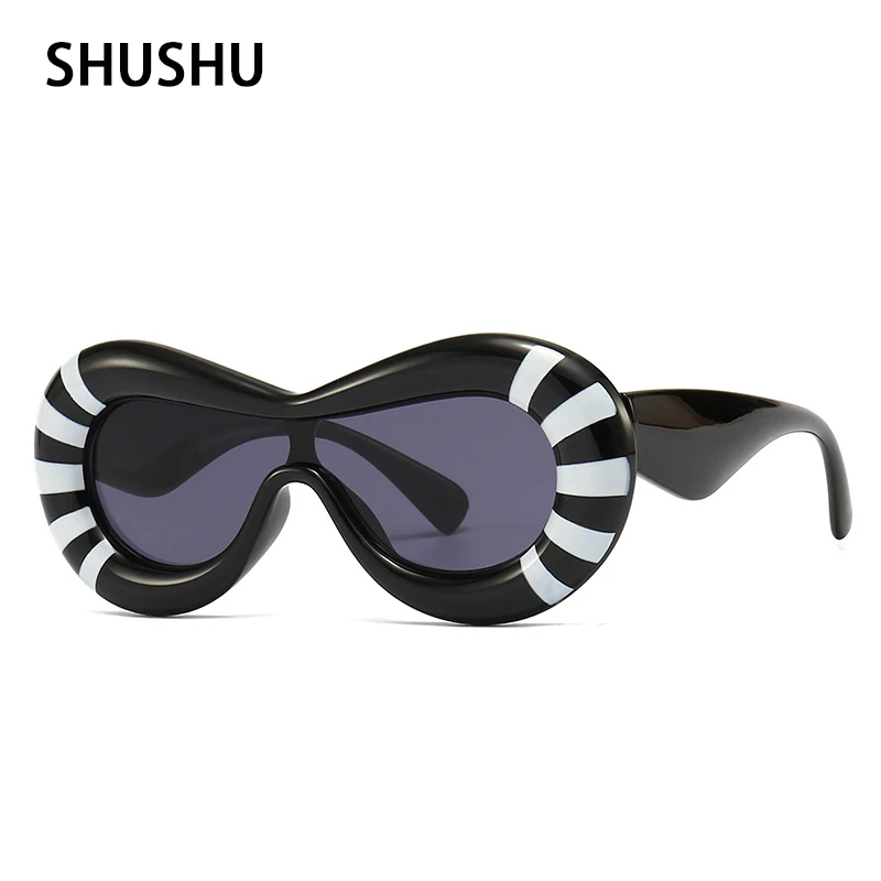 

Забавные надувные современные солнцезащитные очки «Зебра», женские очки, мужские роскошные очки, солнцезащитные очки, модные зеркальные очки с большой оправой