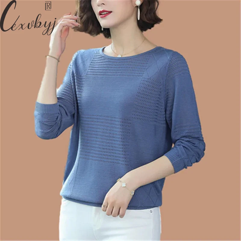 Женский свитер с вырезами, однотонный вязаный пуловер с длинным рукавом, свободный трикотажный топ размером 5XL, повседневный джемпер в Корейском стиле
Женский свитер с вырезами, однотонный вязаный пуловер с длинным рукавом, свободный трикотажный топ размером 5XL, повседневный джемпер в Корейском стиле