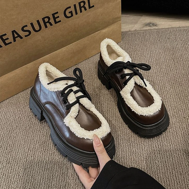 Shoes Woman Flats Autumn British Style Clogs Platform Oxfords Loafers Fur All-Match Dress Fall Preppy New Creepers Winter
Shoes Woman Flats Autumn British Style Clogs Platform Oxfords Loafers Fur All-Match Dress Fall Preppy New Creepers Winter
