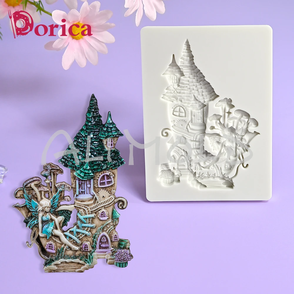

Angel Fairy House Embossed Fondant Silicone Mold Fudge Chocolate Mould DIY Home Decorating Plaster Model Cake Baking Accessories