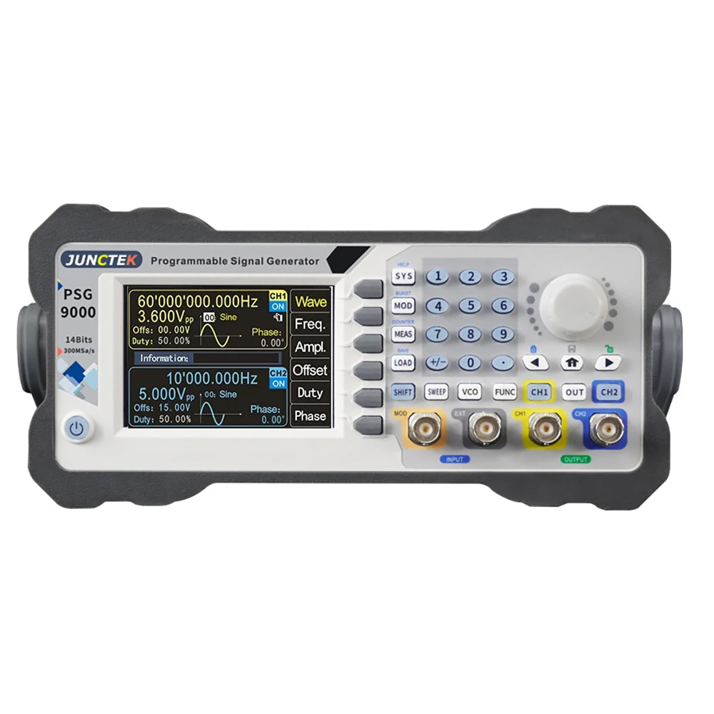 PSG9060 60MHz Programmable DDS Function Signal Generator Dual Channels Arbitrary Wave 300MSa/S Support Phone Bluetooth Control
PSG9060 60MHz Programmable DDS Function Signal Generator Dual Channels Arbitrary Wave 300MSa/S Support Phone Bluetooth Control