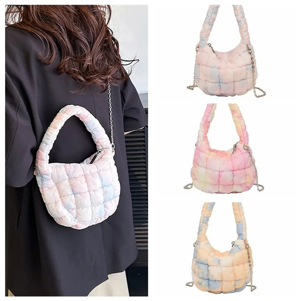

Plaid Cloud Bag Versatile Tie Dyed Lattice Underarm Bag Quilted Korean Style Crossbody Bag Girl