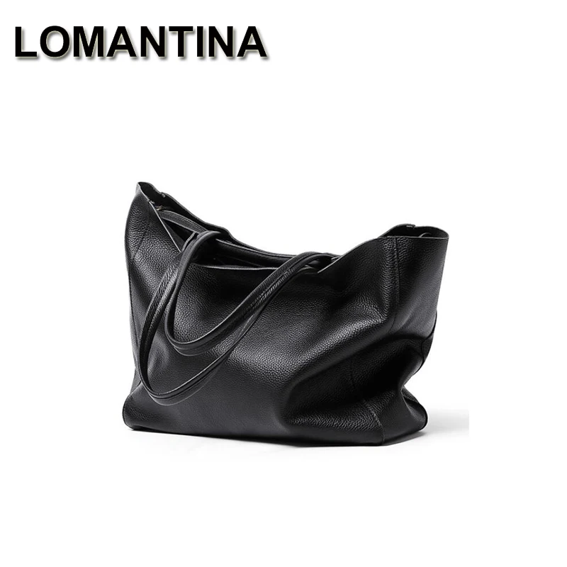 

LOMANTINA Luxury Soft Togo Leather Women Shoulder Bags Large Capacity Female Tote Designer Lady Handbags Causal Simple Style