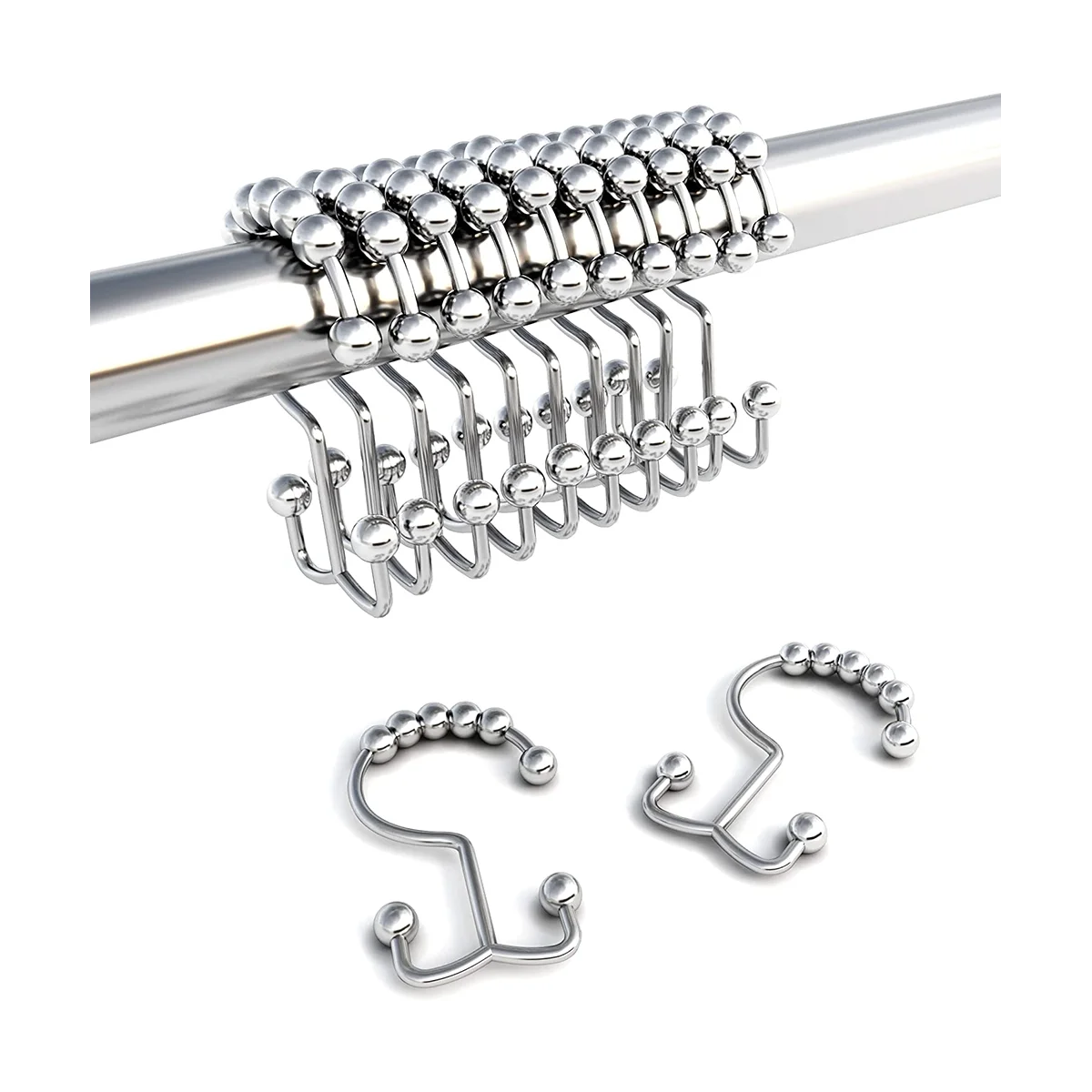 Shower Curtain Hook Ring, Rust-Proof Metal Double-Roll Sliding Shower Hook, for Shower Curtain , 12 Silvery White
Shower Curtain Hook Ring, Rust-Proof Metal Double-Roll Sliding Shower Hook, for Shower Curtain , 12 Silvery White