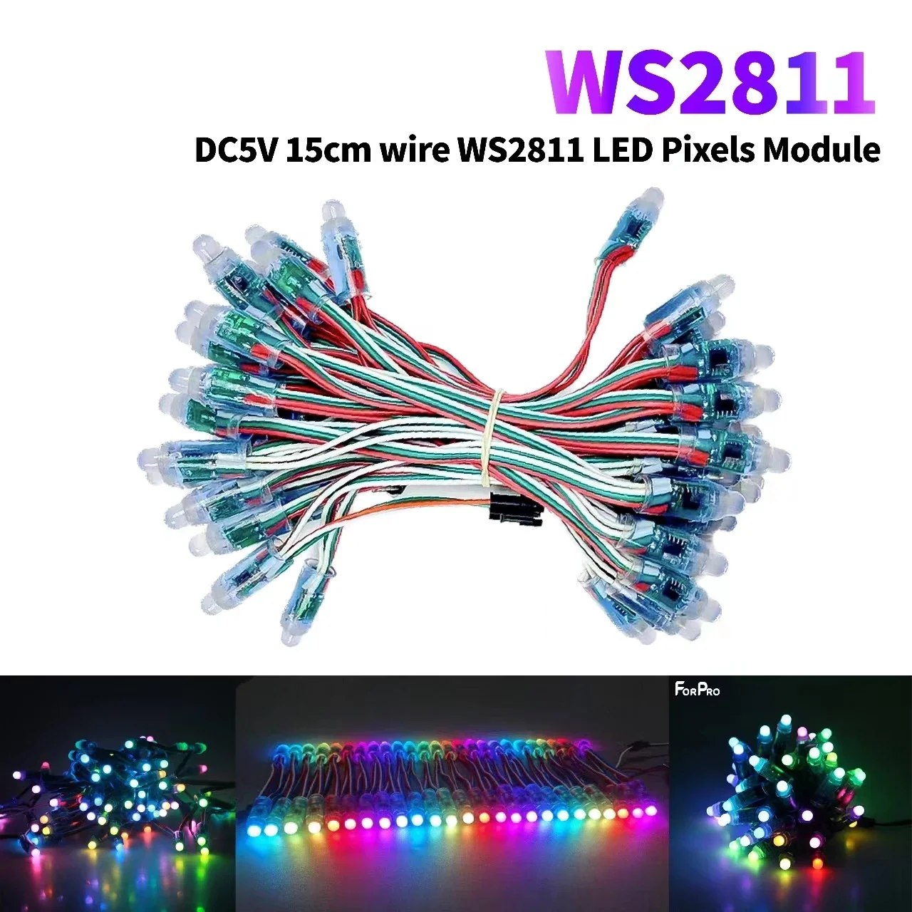 

5000pcs DC5V input 15cm Wire 12mm WS2811 2811 IC Full Color Pixel LED Module Light IP68 Waterproof RGB Digital LED Pixel Light