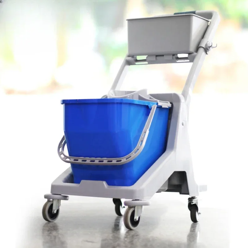 Multi-function cleaning service trolley with round head mop to squeeze bucket
Multi-function cleaning service trolley with round head mop to squeeze bucket