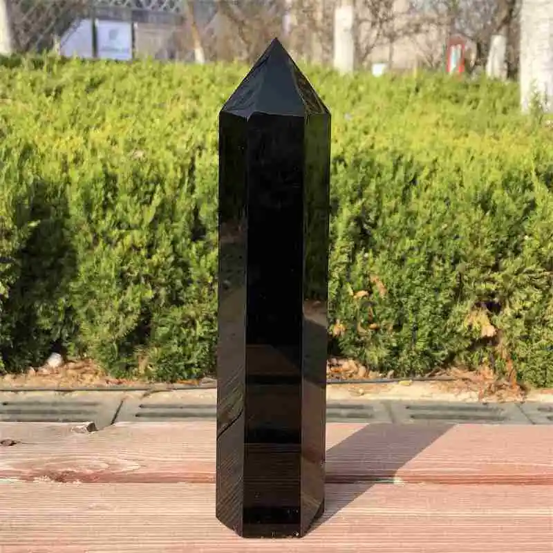 

1pc Natural Obsidian Crystal Point Tower Healing Energy Stone Reiki Obelisk Crystal Quartz Wand Home Decoration Pyramid DIY Gift