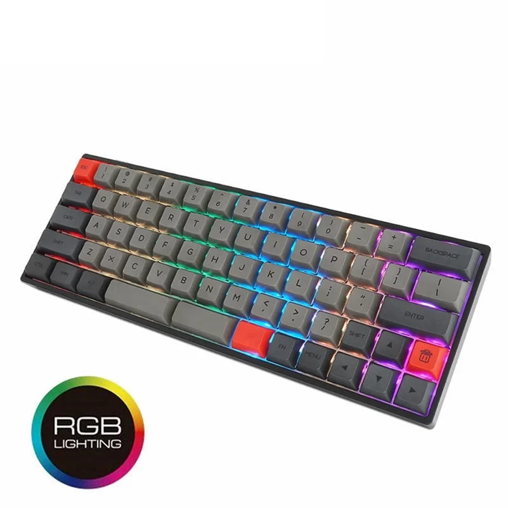 

New SK66 Mechanical Keyboard RGB Gaming 66 Keys Gateron Blue Switches Wireless Bluetooth Keyboards Programmable For Mic/Win