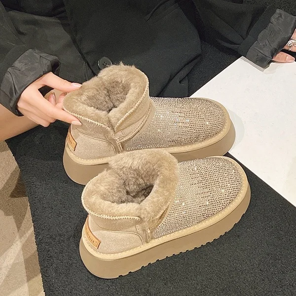 Crystal Boots Flat Platform Australia Plush Women's Low Shoes Round Toe Boots-Women Winter Footwear Luxury Designer Rhinestone
Crystal Boots Flat Platform Australia Plush Women's Low Shoes Round Toe Boots-Women Winter Footwear Luxury Designer Rhinestone