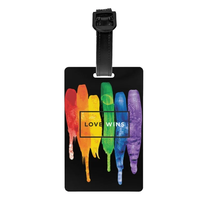 

Custom Love Wins Rainbow LGBT Luggage Tag Privacy Protection Gay Pride Lesbian Baggage Tags Travel Bag Labels Suitcase