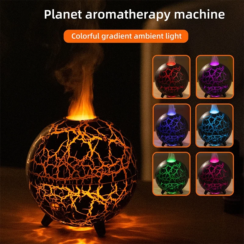 

Creative Planet Aromatherapy Air Humidifier USB Essential Oil Diffuser Colorful Flame Lamp Home Desktop Mini Aroma Diffuser