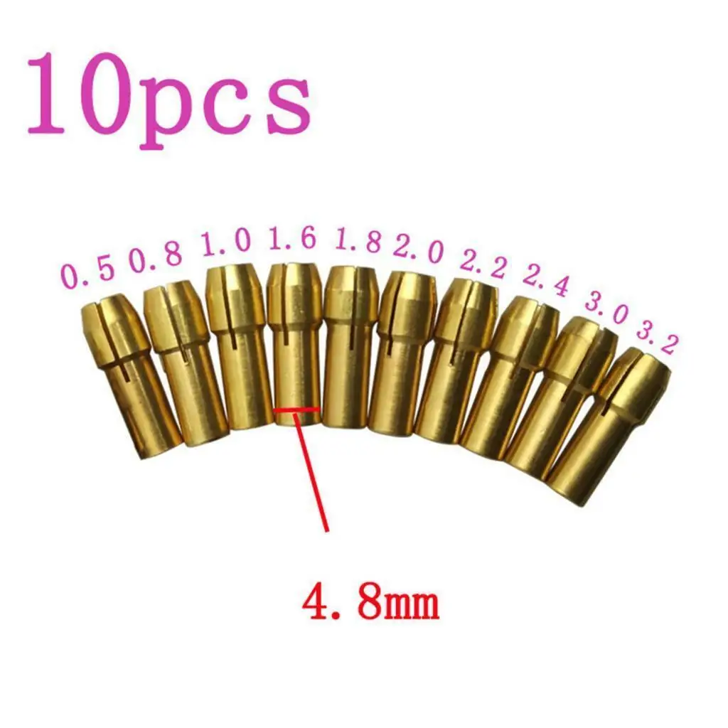 Rotary Tool Copper Drill Chuck Converter Collet 10Pcs Electric Grinder 4.8mm 0.5-3.2mm Brand New High Quality Mini
Rotary Tool Copper Drill Chuck Converter Collet 10Pcs Electric Grinder 4.8mm 0.5-3.2mm Brand New High Quality Mini