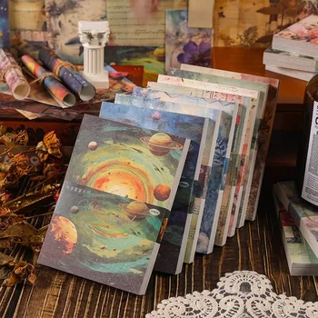 여름 풍경 스크랩북 재료 종이 책, DIY 카드 만들기 플래너 저널, 레트로 꽃 배경 라벨 용지, 100 개