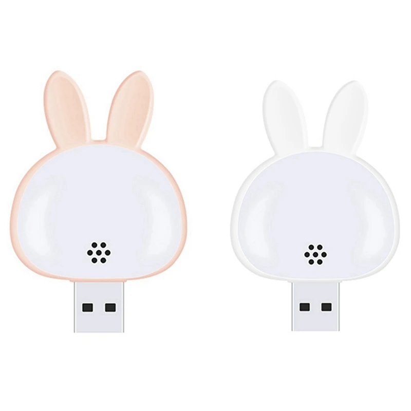 

USB-лампа для чтения, 2 шт., мини-светильник в виде кролика, умный голос, 3 цвета, настольная лампа для спальни, детской комнаты, розовый + белый, легкая установка