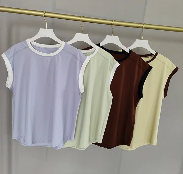 Colored Short Sleeve T-shirt Fitness Suit Women Summer Outwear Running Sports Tank Top Breathable Yoga Top Loose Relaxed 
Colored Short Sleeve T-shirt Fitness Suit Women Summer Outwear Running Sports Tank Top Breathable Yoga Top Loose Relaxed