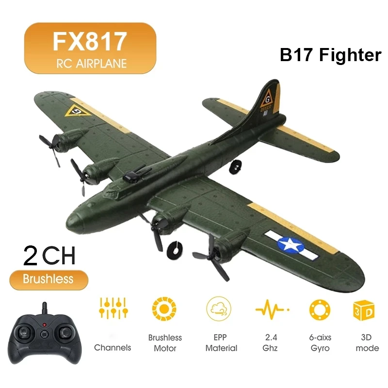 

FX817 B17 RC Airplane Aircraft Remote Control Plane Fixed-Wing 2.4GHz Glider EPP Foam RTF RC Planes Aircraft Toys for Children