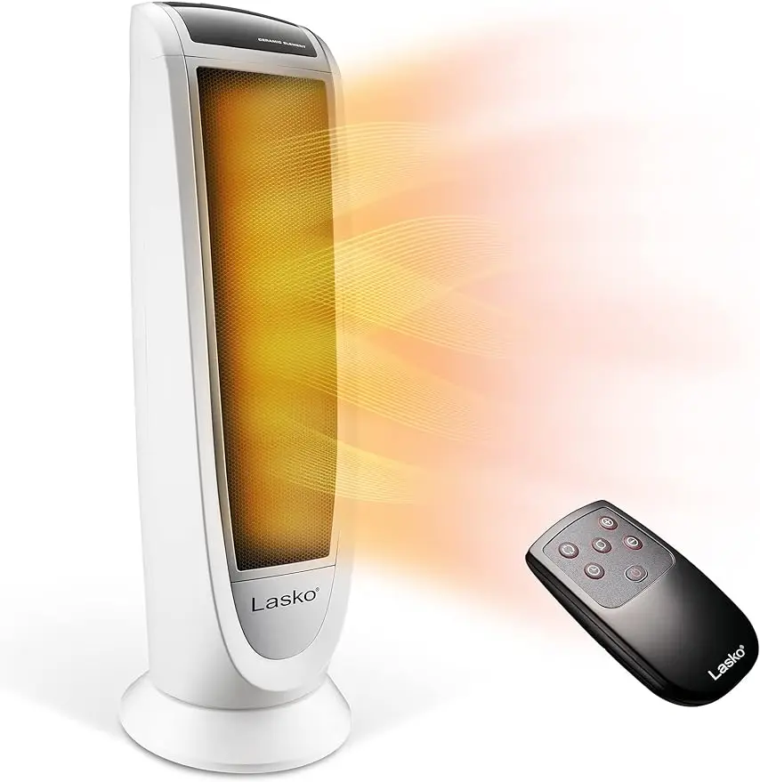 Lasko Oscillating digital ceramic tower heater with overheat protection, timer and remote control, 22.75 inch, 1500W, white
Lasko Oscillating digital ceramic tower heater with overheat protection, timer and remote control, 22.75 inch, 1500W, white