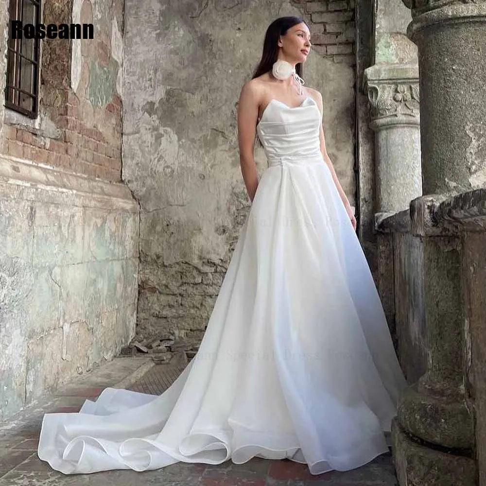 High Quality 2024 A-line Wedding Dresses Strapless Draped Pleat Sleeveless Bride Dresses Brush Train Floor Length robe de mariée
High Quality 2024 A-line Wedding Dresses Strapless Draped Pleat Sleeveless Bride Dresses Brush Train Floor Length robe de mariée
