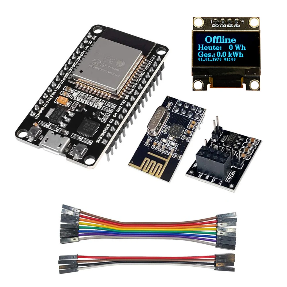 For Hoymiles ESP32 Modules Open DTU For Hoymiles DIY Kit ESP32+NRF24L01+Cable+ Display+Module+Socket
For Hoymiles ESP32 Modules Open DTU For Hoymiles DIY Kit ESP32+NRF24L01+Cable+ Display+Module+Socket
