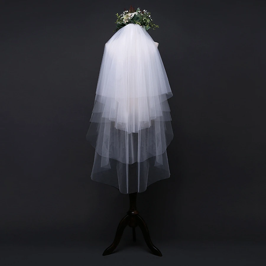 

New Arrival White Ivory Soft Tulle Wedding veils for Bride Lace Bridal veils Wedding accessories Cheap Bride veil veu de noiva