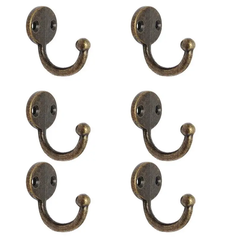 

Lot 6Pcs Retro Coat Hat Hook Door Wall Hanger Alloy 35 X 30Mm -Bronze Retail