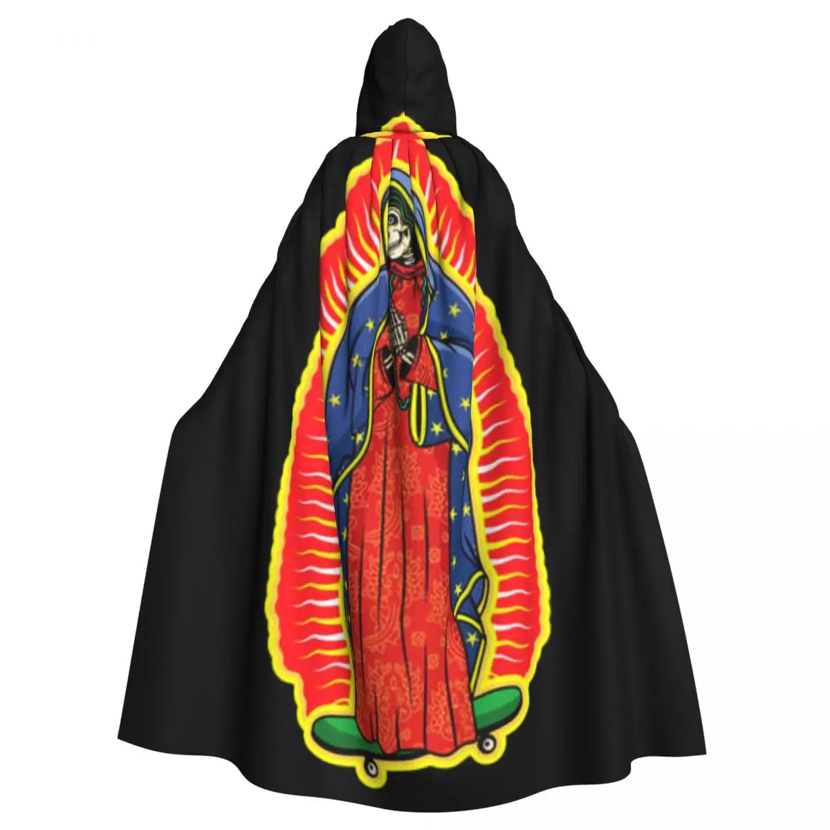 

Cosplay Medieval Costumes Virgin Of Guadalupe On Skateboard Hooded Cloak Capes Long Robes Jackets Coat Carnival