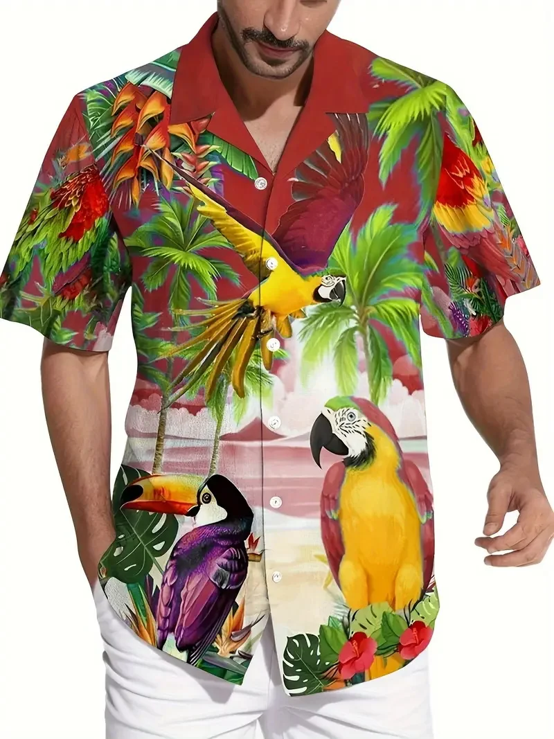 قمصان هاواي للرجال ذات طباعة زهور استوائية نابضة بالحياة، كاجوال بأكمام قصيرة وأزرار لأعلى، قميص شاطئ للرجال في عطلة الصيف قمصان هاواي للرجال ذات طباعة زهور استوائية نابضة بالحياة، كاجوال بأكمام قصيرة وأزرار لأعلى، قميص شاطئ للرجال في عطلة الصيف