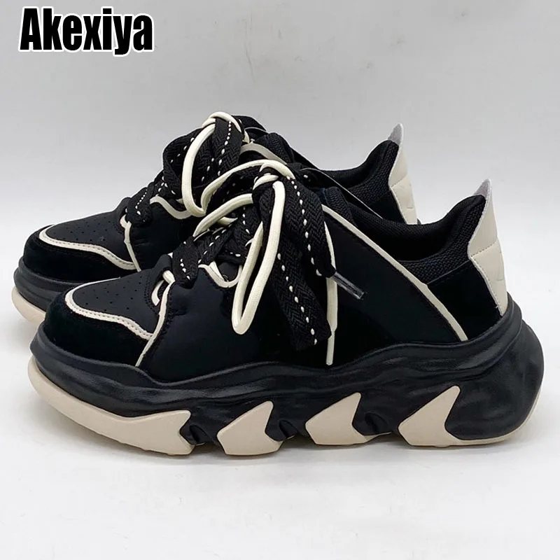 

Tennis Basketball Women Sneakers Platform Chunky Wedges Dad Shoes Casual Black Fashion Lace Up Zapatos Vulcanize Shoes Female