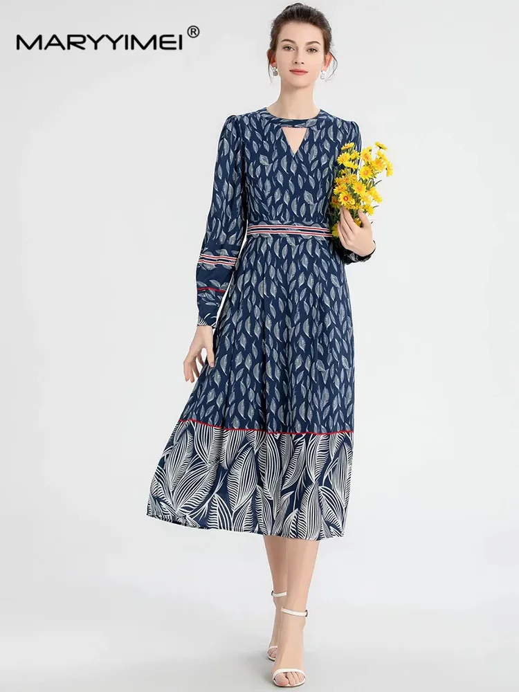 MARYYIMEI весенне-летнее Новое модное женское платье с длинными рукавами с принтом перьев, ажурные платья на талии
MARYYIMEI весенне-летнее Новое модное женское платье с длинными рукавами с принтом перьев, ажурные платья на талии
