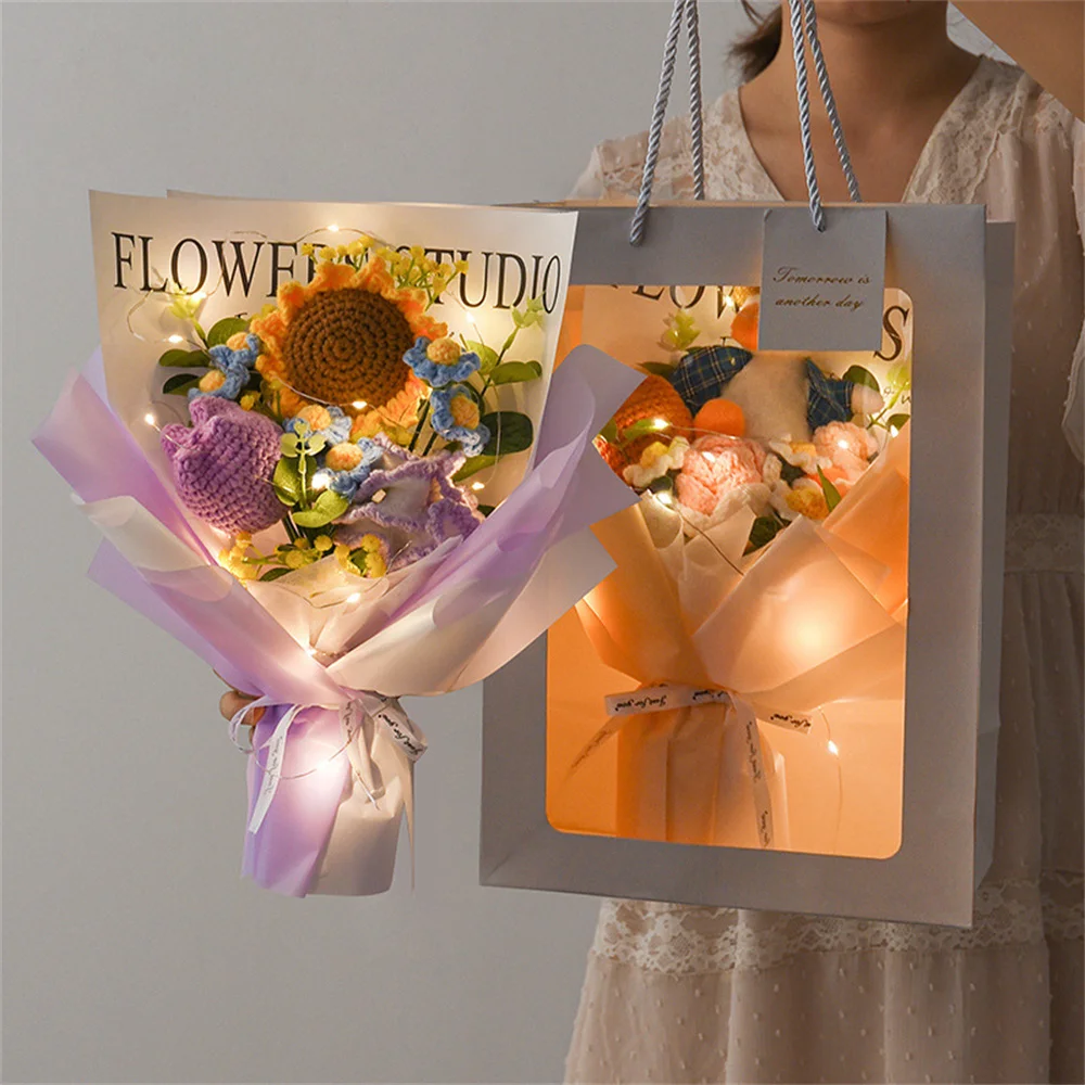 

Подсолнух, вязаный цветок, вязаный крючком цветок, маленькая Маргаритка, плетеный вручную букет, украшение для свадебной вечеринки, подарок учителю на день матери, 꽃발