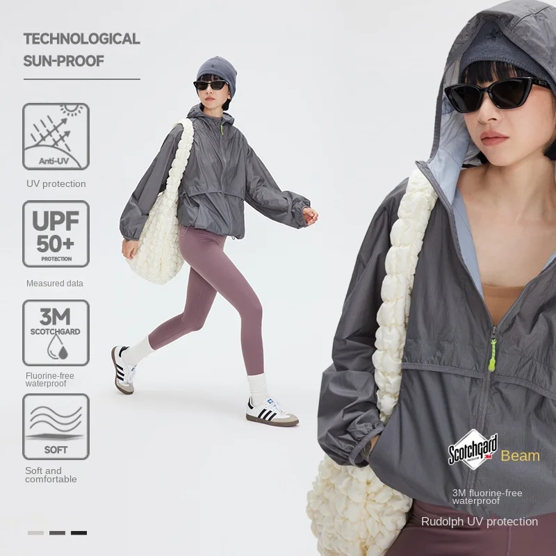 

3m Uv-resistant Hooded Coat Jackets Water-repellent 2024 Summer Upf50 Cool Feeling Light Thin Sunscreen Clothing Men And Women