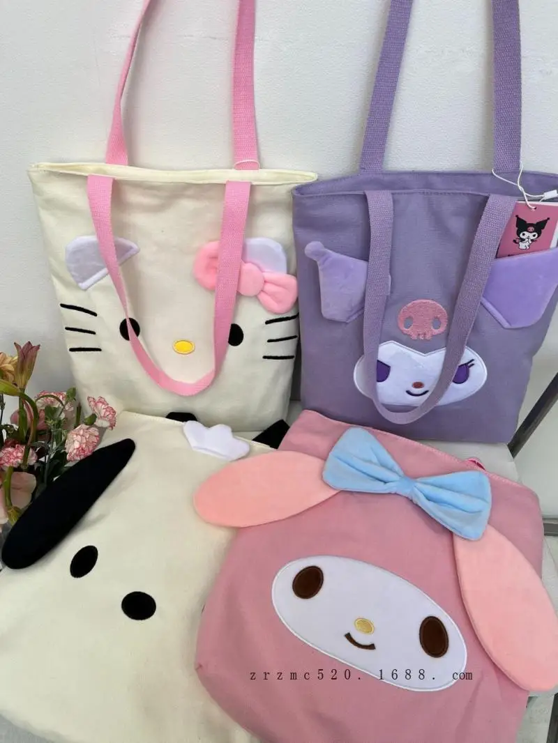 

Новинка кавайная милая сумка Sanrio Hellokitty Cinnamoroll вместительная Студенческая сумка на одно плечо сумка-тоут Аниме Игрушки для девочек