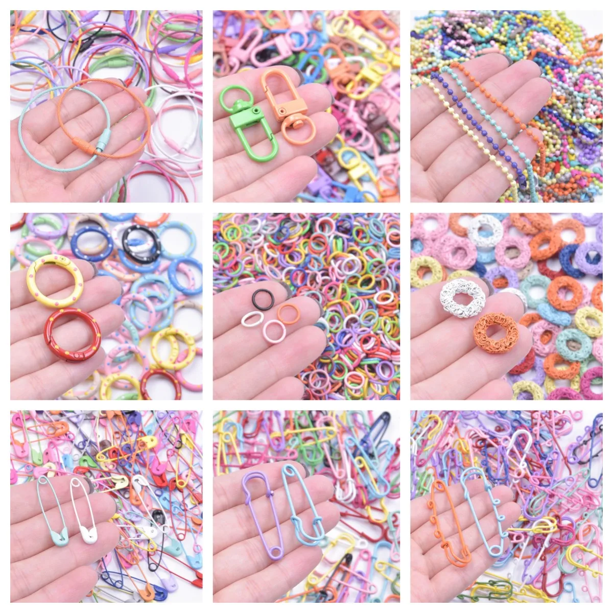 

10pcs Colored Paint Bead Chain/Safety Pins Rainbow Fashion Jewelry Findings DIY For Making Keychain Bracelet Handmade Accessory