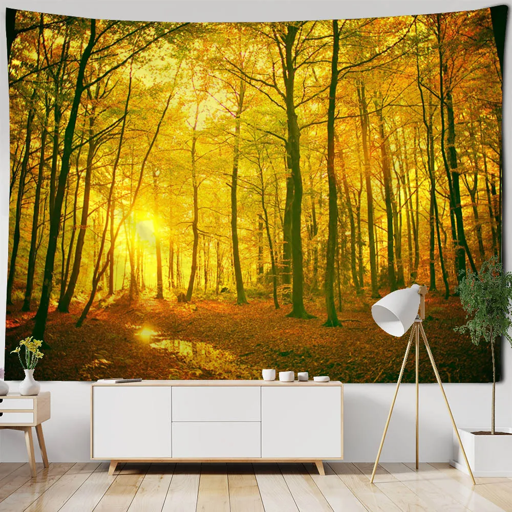 

Beautiful Sunshine Forest tapestry, Natural Landscape Wall Hanging Bohemian Living Room, Bedroom Art Decoration tapestry