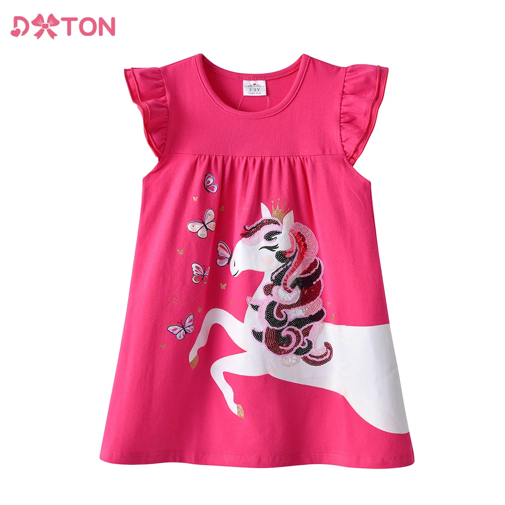 DXTON Girls Flare Sleeve Summer Dress Kids Unicorn Appliqued Straight Cotton Dress Infant Licorne Vestidos Children Costumes
DXTON Girls Flare Sleeve Summer Dress Kids Unicorn Appliqued Straight Cotton Dress Infant Licorne Vestidos Children Costumes