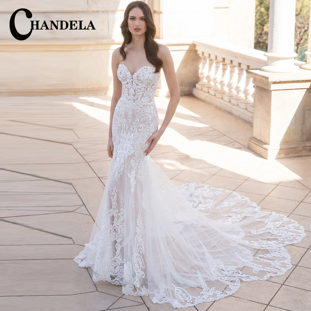 CHANDELA Elegant Mermaid Wedding Dresses Sleeveless Lace Appliques Sweetheart Bridal Gown Made To Order Brautkleid For Women
CHANDELA Elegant Mermaid Wedding Dresses Sleeveless Lace Appliques Sweetheart Bridal Gown Made To Order Brautkleid For Women