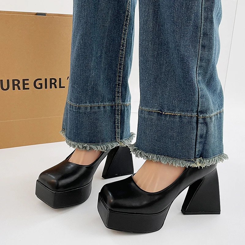 2023 Chunky Platform Pumps - Women's Square Toe Super High Heels with Slip-On, Thick Heels, Pu Leather Goth Shoes
2023 Chunky Platform Pumps - Women's Square Toe Super High Heels with Slip-On, Thick Heels, Pu Leather Goth Shoes