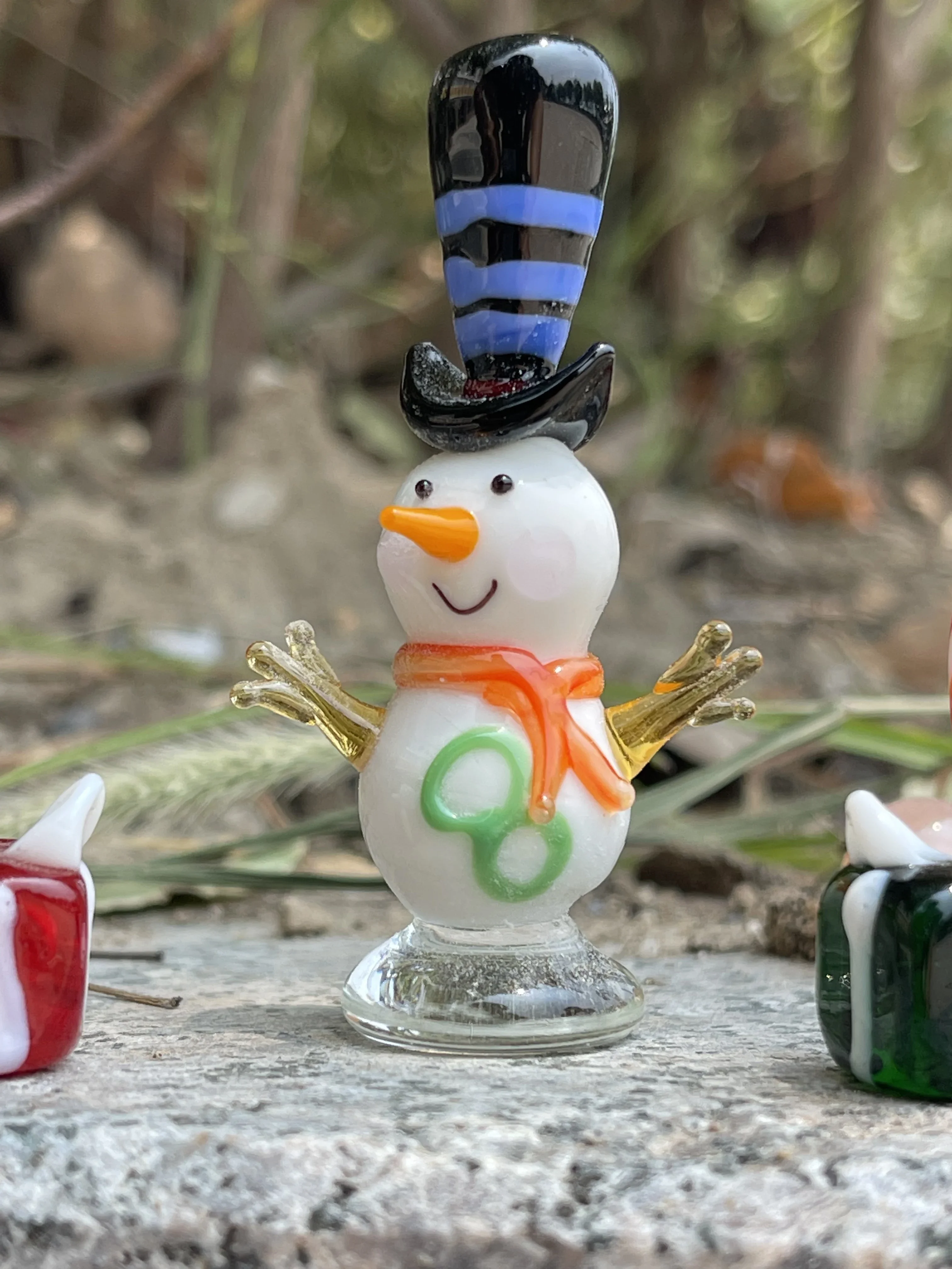 

Glass Handmade Lantern Decoration Crafts Glass Hatted Snowman Cute Gadget Intangible Cultural Heritage Christmas