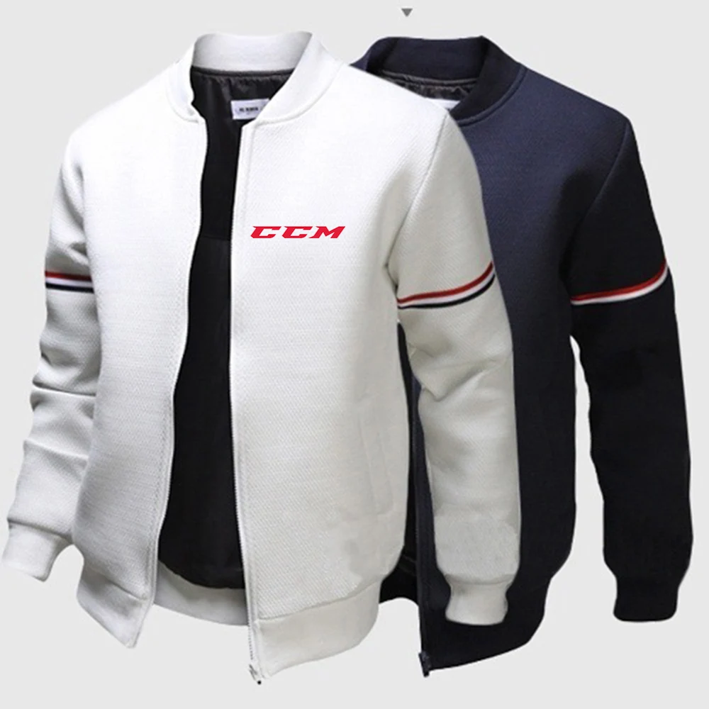 

CCM 2023 New Men Casual Baseball Uniforms Jacket Brand Bomber Sport Zipper Coats Stand Collar Long Sleeve Streetwear